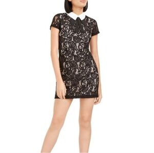 Betsey Johnson Black Lace Mini Dress with White Collar
